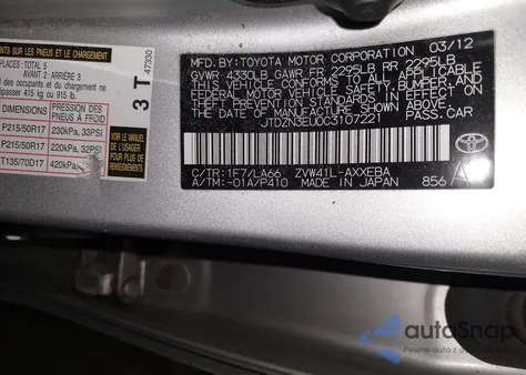 2012 Toyota Prius V Five from USA, damaged, VIN JTDZN3EU0C3107221